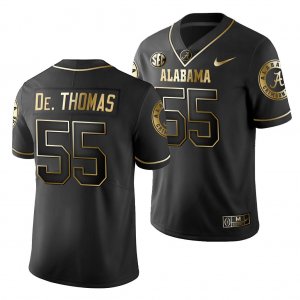 Men's Alabama Crimson Tide #55 Derrick Thomas 2019 Black Golden Edition NCAA History Player College Football Jersey 2403OKKF8